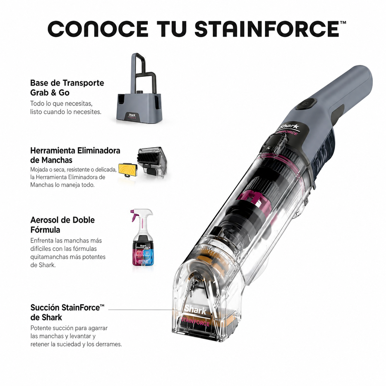 Shark StainForce™ – Limpiador Portátil Inalámbrico de Manchas