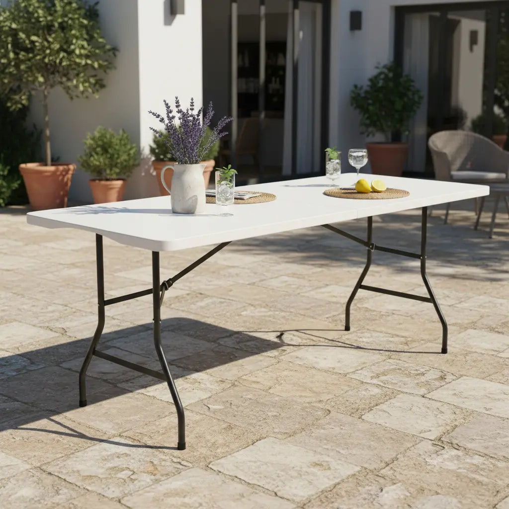 Mesa Exterior Plegable 180 Cm Polipropileno Hierro