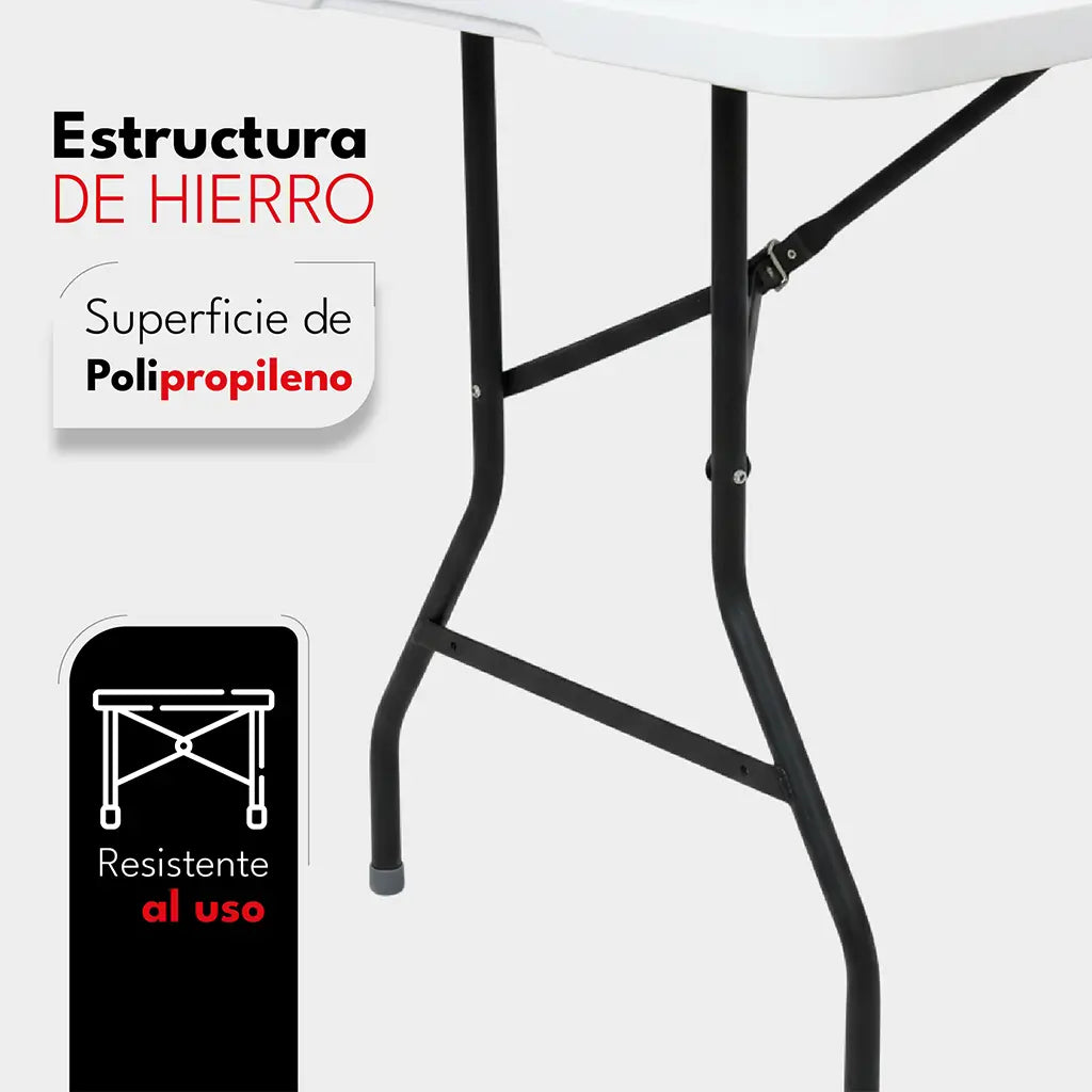 Mesa Exterior Plegable 180 Cm Polipropileno Hierro