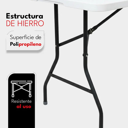 Mesa Exterior Plegable 180 Cm Polipropileno Hierro