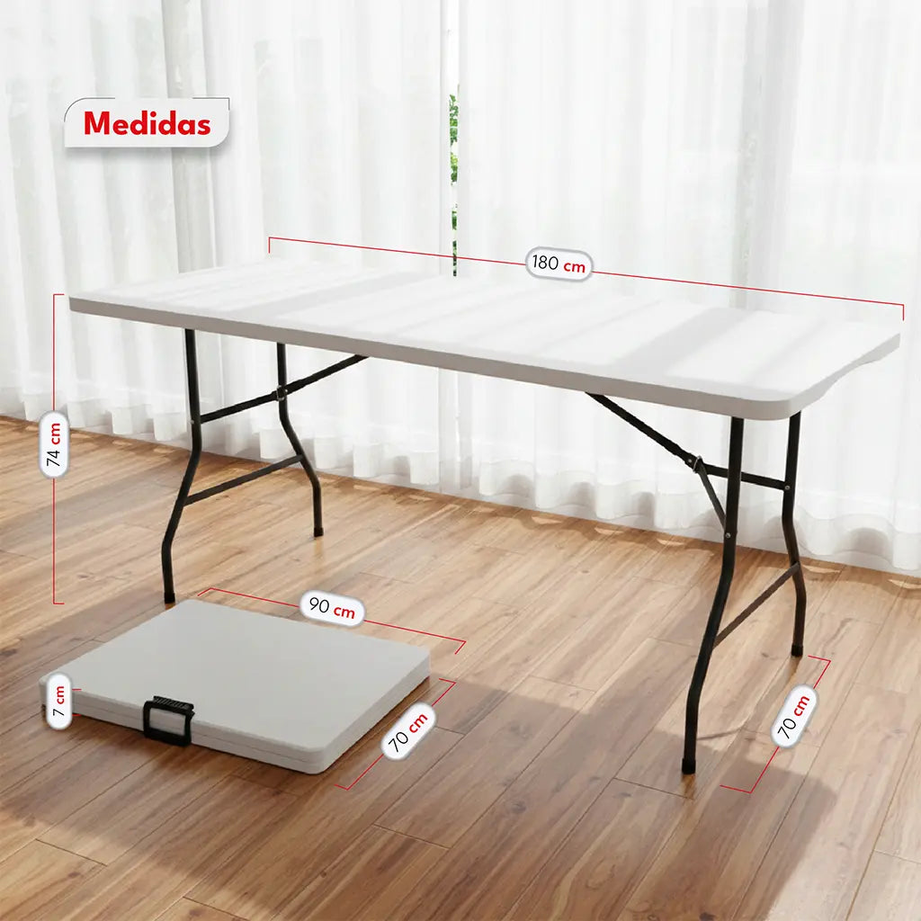 Mesa Exterior Plegable 180 Cm Polipropileno Hierro